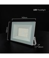 30W LED Flutlichtstrahler - Weißes Gehäuse, 6500K