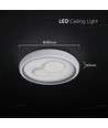 V-Tac 2x30W LED dekorative Deckenleuchte - Dimmbar, 3-in-1 CCT, RF-Fernbedienung, weiß/grau