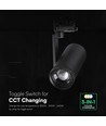 V-Tac 30W 3-Phasen Zoom LED-Schienenspot - CCT, 25°-50°, schwarz