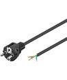 2 Meter Stromkabel - 250V, IP20 Innenbereich, Schwarz, Schuko-Stecker und Aderendhülsen zum Verbinden, 16A
