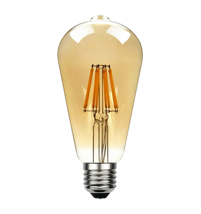 E27 6W LED Filamentlampe - ST64, 800lm, Amberglas, 2700K warmweiß