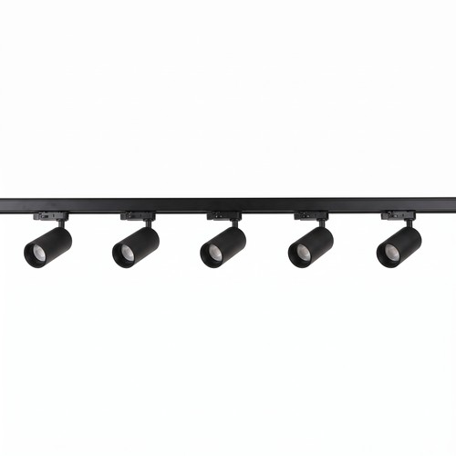 3-Phasen BASIC Schienensystem - 2m, Schwarz, 5-Spot, GU10, ohne Leuchtmittel