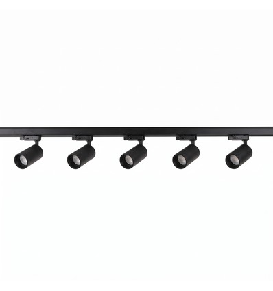 3-Phasen BASIC Schienensystem - 2m, Schwarz, 5-Spot, GU10, ohne Leuchtmittel