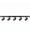 3-Phasen BASIC Schienensystem - 2m, Schwarz, 5-Spot, GU10, ohne Leuchtmittel