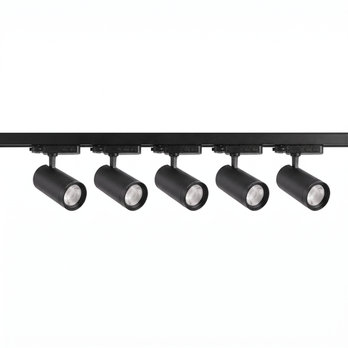 3-Phasen ZoomCCT Schienensystem - 2m, Schwarz, 5 Spots, inkl. Leuchtmittel