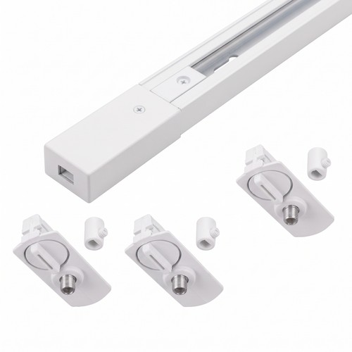 1-Phasen PENDEL Schienenset - 2m, Weiß, 3 Lampenfassungen
