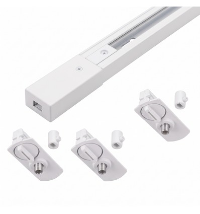1-Phasen PENDEL Schienenset - 2m, Weiß, 3 Lampenfassungen