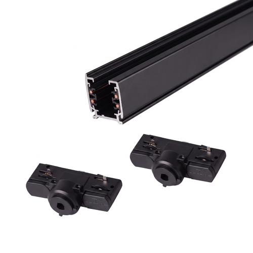 3-Phasen PENDEL Schienenset - 1m, Schwarz, 2 Lampenfassungen