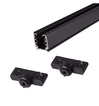 3-Phasen PENDEL Schienenset - 1m, Schwarz, 2 Lampenfassungen