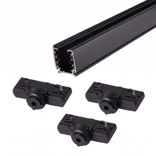 3-Phasen PENDEL Schienenset - 2m, Schwarz, 3 Lampenfassungen