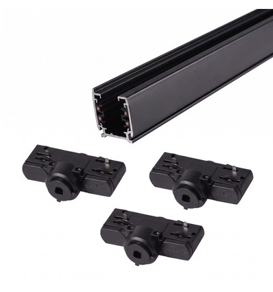3-Phasen PENDEL Schienenset - 2m, Schwarz, 3 Lampenfassungen