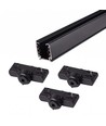 3-Phasen PENDEL Schienenset - 2m, Schwarz, 3 Lampenfassungen