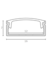 PVC-Profil 16x7 für LED-Strip - 1 Meter, schwarz, inkl. milchweißem Abdeckung
