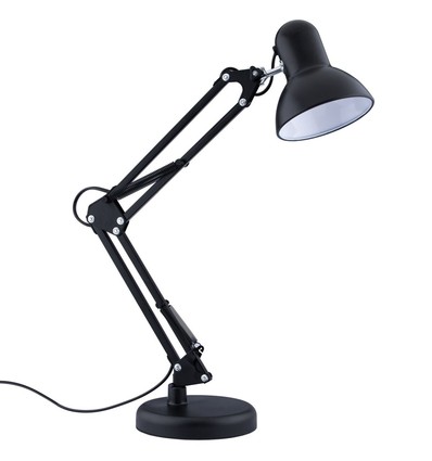 Klassische schwarze Architektenlampe - Inkl. Fuß und Tischklemme, E27 Fassung, ohne Leuchtmittel