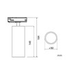 12W 1-Phasen dimmbarer RA90 Schienenstrahler - Weiß, 1F3W