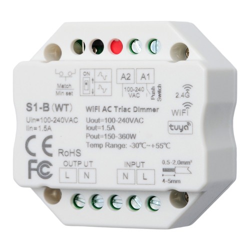 LEDlife rWave Unterputz-Dimmer - Tuya/SmartLife, RF+Wifi, 200W LED-Dimmer