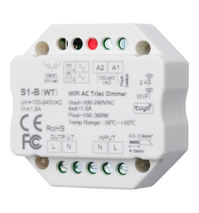 LEDlife rWave Unterputz-Dimmer - Tuya/SmartLife, RF+Wifi, 200W LED-Dimmer