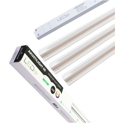 Troldtekt LED-Schienenset 3x60 cm - Flächenbündig, Akustilight inkl. Kabel und Treiber