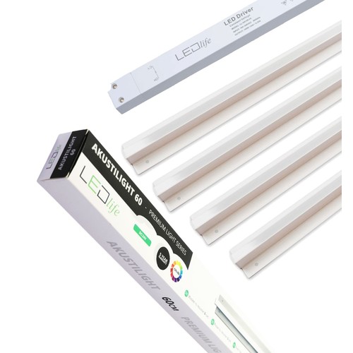 Troldtekt LED-Schienenset 4x120 cm - Versenkt, Akustilight inkl. Kabel und Driver