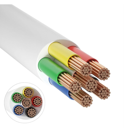 12-24V RGB+CCT Kabel, weiß rund - 6 x 0,5 mm², Meterware, mind. 5 Meter