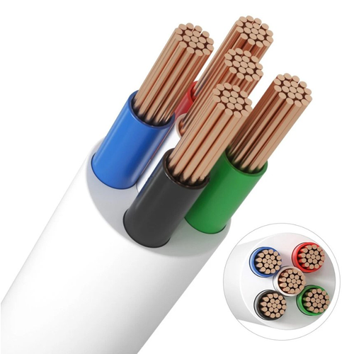 12-24V RGB+W Kabel, weiß rund - 5 x 0,5 mm², Meterware, mind. 5 Meter