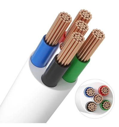 12-24V RGB+W Kabel, weiß rund - 5 x 0,5 mm², Meterware, mind. 5 Meter