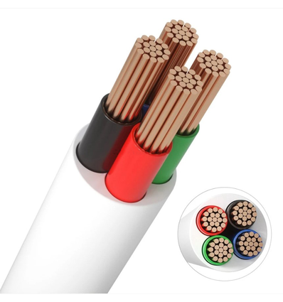 12-24V RGB-Kabel, weiß rund - 4 x 0,5 mm², Meterware, mind. 5 Meter