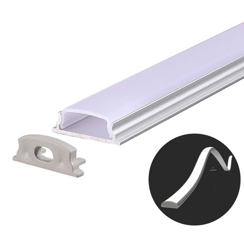 VT-8138 flexibles Aluminiumprofil - 2 Meter, inkl. milchweißem Abdeckung und Endkappen
