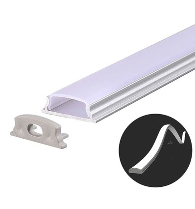 VT-8138 flexibles Aluminiumprofil - 2 Meter, inkl. milchweißem Abdeckung und Endkappen