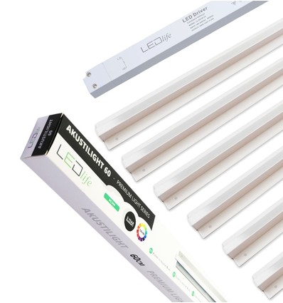Troldtekt LED Schienenset 6x60 cm - Bündig, Triac dimmbar, Akustilight inkl. Kabel und Treiber