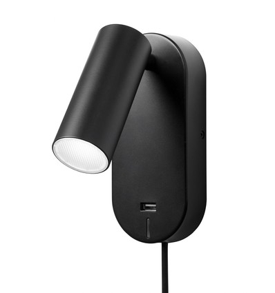 EGO LED Wandleuchte mit USB und Touch-Dimmer, 4,5W, Nielsen Light - schwarz