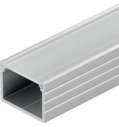 Aluprofil 18x13 für IP65 & IP68 LED-Streifen - Breit, 1m, inkl. matter Abdeckung & Clips, eloxiert