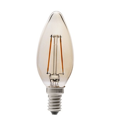 E14 4W LED-Kerzenlampe - Filament, Rauchglas, extra warm