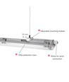 120cm Leuchte + 2 Stk. 18,5W T8 LED-Röhren - IP65, durchverdrahtet