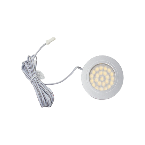 2,2W Ø6,8cm RecoTouch Möbel-Einbaustrahler - 12V DC, Lochausschnitt: Ø6 cm, Maße: Ø6,8 cm, Touch, gebürsteter Stahl