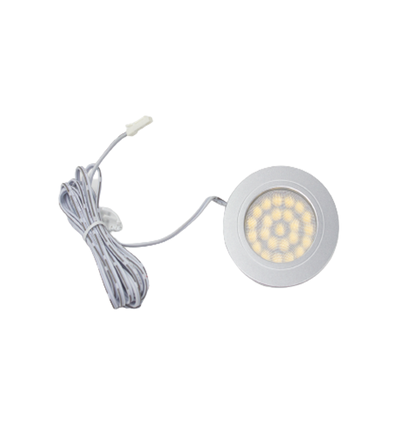 2,2W Ø6,8cm RecoTouch Möbel-Einbaustrahler - 12V DC, Lochausschnitt: Ø6 cm, Maße: Ø6,8 cm, Touch, gebürsteter Stahl
