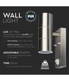 GU10 Wandleuchte Up/Down mit Sensor - IP44 Außenbereich, Edelstahl, ohne Leuchtmittel