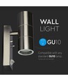 GU10 Wandleuchte Up/Down mit Sensor - IP44 Außenbereich, Edelstahl, ohne Leuchtmittel