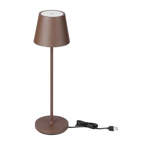 V-Tac wiederaufladbare Tischlampe, kabellos - Corten, IP54 Außen-Tischlampe, Touch-dimmbar, Modell Mini