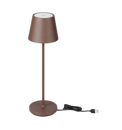V-Tac wiederaufladbare Tischlampe, kabellos - Corten, IP54 Außen-Tischlampe, Touch-dimmbar, Modell Mini