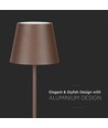 V-Tac wiederaufladbare Tischlampe, kabellos - Corten, IP54 Außen-Tischlampe, Touch-dimmbar, Modell Mini
