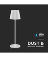 V-Tac wiederaufladbare Tischlampe, kabellos - Weiß, IP54 Outdoor Tischlampe, Touch-dimmbar, Modell Mini
