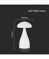 V-Tac wiederaufladbare CCT Tischlampe - Weiß, IP20, Touch-dimmbar, Modell Mini