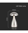 V-Tac wiederaufladbare CCT Tischlampe - Champagner/Gold, IP20, Touch-dimmbar, Modell Mini