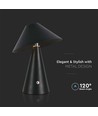 V-Tac wiederaufladbare 3-in-1 Tischlampe - Schwarz, IP20, Touch-dimmbar