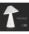 V-Tac wiederaufladbare 3in1 Tischlampe - Weiß, IP20, Touch dimmbar