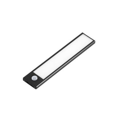 Batteriebetriebene Schrankbeleuchtung - 20 cm, Schwarz, PIR-Sensor, wiederaufladbar