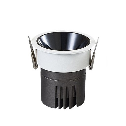 11W Ø8,4cm Einbaustrahler dimmbar RA92 - Ausschnitt: Ø7,5 cm, Maße: Ø8,4 cm, Schwarzer Reflektor, weißer Rand