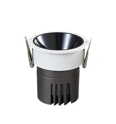 11W Ø8,4cm Einbaustrahler dimmbar RA92 - Ausschnitt: Ø7,5 cm, Maße: Ø8,4 cm, Schwarzer Reflektor, weißer Rand