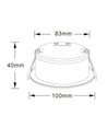 7W Ø10cm Flacher Einbaustrahler dimmbar RA93 - Ausschnitt: Ø8,3 cm, Maße: Ø10 cm, CCT